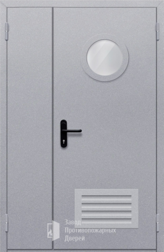 Фото двери «Полуторная с круглым стеклом и решеткой» в Верее