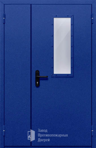 Фото двери «Полуторная со стеклом (синяя)» в Верее