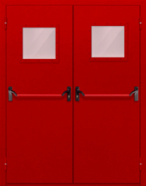 Фото двери «Двупольная со стеклопакетом и антипаникой (красная)» в Верее