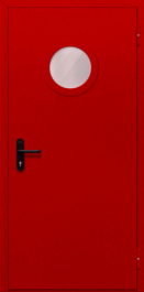 Фото двери «Однопольная с круглым стеклом (красная)» в Верее