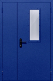 Фото двери «Полуторная со стеклом (синяя)» в Верее