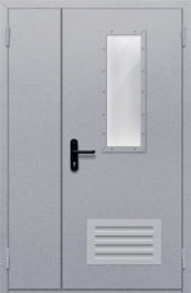 Фото двери «Полуторная со стеклом и  решеткой» в Верее