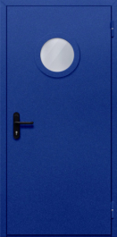 Фото двери «Однопольная с круглым стеклом (синяя)» в Верее
