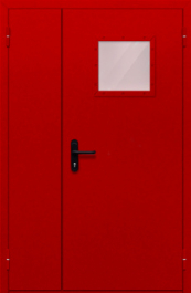 Фото двери «Полуторная со стеклопакетом (красная)» в Верее