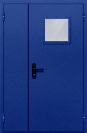 Фото двери «Полуторная со стеклопакетом (синяя)» в Верее